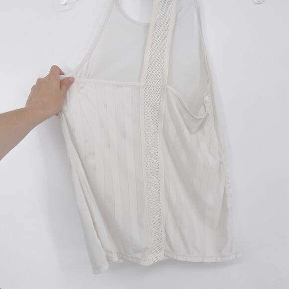 Athleta Kettlebella Small Racerback Workout Top White Mesh Back Gym Workout - Picture 4 of 8